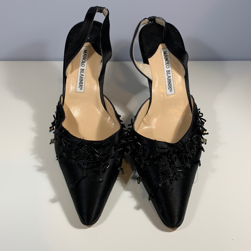 Manolo Embellished Kitten Heels
